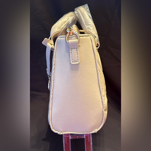 Valentino Orlandi Light Taupe Quilted Vegan Leather Crossbody Bag - Picture 4 of 8